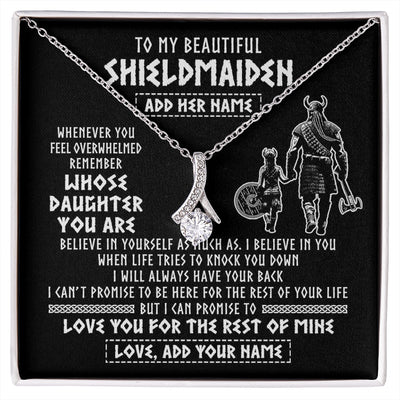 Alluring Beauty Necklace 14K White Gold Finish | 1 | Personalized To My Beautiful Shieldmaiden Viking Necklace Whenever You Feel Overwhelmed Daughter Birthday Gifts Christmas Customized Gift Box Message Card | siriusteestore.myshopify