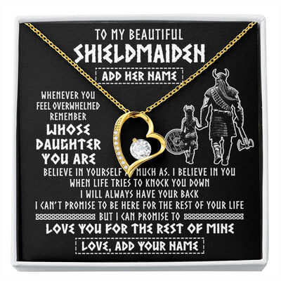 Forever Love Necklace 18K Yellow Gold Finish | 1 | Personalized To My Beautiful Shieldmaiden Viking Necklace Whenever You Feel Overwhelmed Daughter Birthday Gifts Christmas Customized Gift Box Message Card | siriusteestore.myshopify