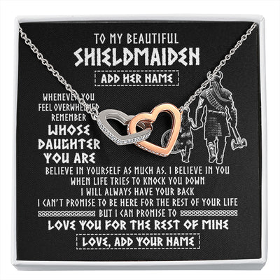 Interlocking Hearts Necklace Stainless Steel & Rose Gold Finish | 1 | Personalized To My Beautiful Shieldmaiden Viking Necklace Whenever You Feel Overwhelmed Daughter Birthday Gifts Christmas Customized Gift Box Message Card | siriusteestore.myshopify