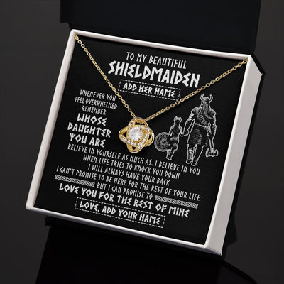 Love Knot Necklace 18K Yellow Gold Finish | 2 | Personalized To My Beautiful Shieldmaiden Viking Necklace Whenever You Feel Overwhelmed Daughter Birthday Gifts Christmas Customized Gift Box Message Card | siriusteestore.myshopify