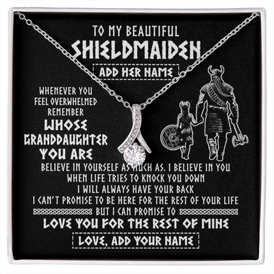 Alluring Beauty Necklace 14K White Gold Finish | 1 | Personalized To My Beautiful Shieldmaiden Viking Necklace Whenever You Feel Overwhelmed Granddaughter Birthday Gifts Christmas Custom Gift Box Message Card | siriusteestore.myshopify
