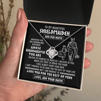 Love Knot Necklace 14K White Gold Finish | 2 | Personalized To My Beautiful Shieldmaiden Viking Necklace Whenever You Feel Overwhelmed Granddaughter Birthday Gifts Christmas Custom Gift Box Message Card | siriusteestore.myshopify