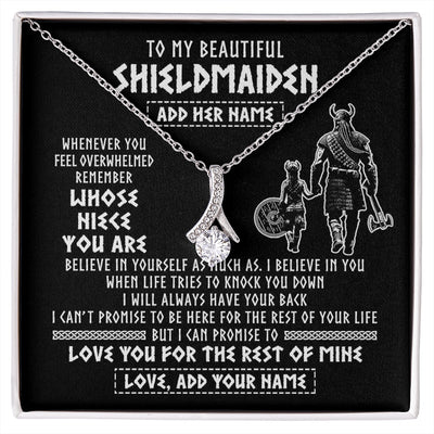 Alluring Beauty Necklace 14K White Gold Finish | 1 | Personalized To My Beautiful Shieldmaiden Viking Necklace Whenever You Feel Overwhelmed Niece Birthday Gifts Christmas Customized Gift Box Message Card | siriusteestore.myshopify