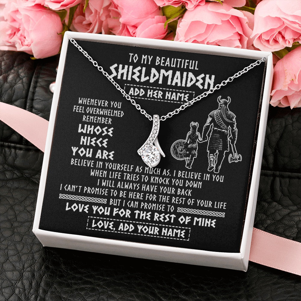 Alluring Beauty Necklace 14K White Gold Finish | 2 | Personalized To My Beautiful Shieldmaiden Viking Necklace Whenever You Feel Overwhelmed Niece Birthday Gifts Christmas Customized Gift Box Message Card | siriusteestore.myshopify