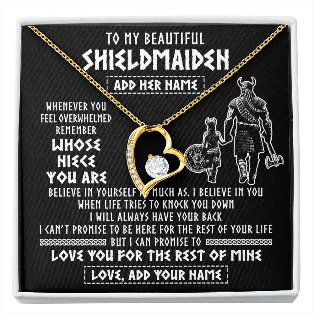 Forever Love Necklace 18K Yellow Gold Finish | 1 | Personalized To My Beautiful Shieldmaiden Viking Necklace Whenever You Feel Overwhelmed Niece Birthday Gifts Christmas Customized Gift Box Message Card | siriusteestore.myshopify
