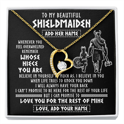 Forever Love Necklace 18K Yellow Gold Finish | 1 | Personalized To My Beautiful Shieldmaiden Viking Necklace Whenever You Feel Overwhelmed Niece Birthday Gifts Christmas Customized Gift Box Message Card | siriusteestore.myshopify