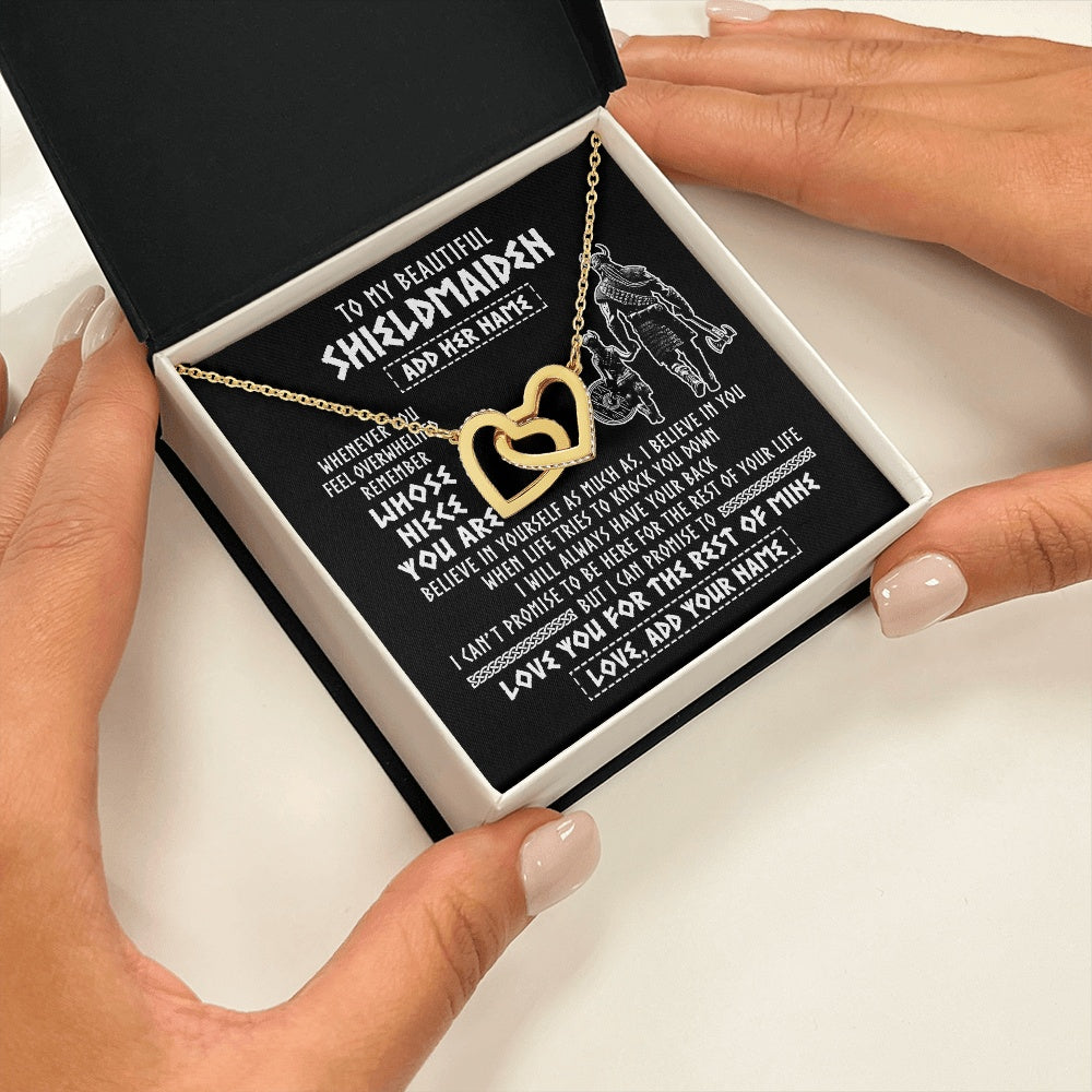 Interlocking Hearts Necklace 18K Yellow Gold Finish | 2 | Personalized To My Beautiful Shieldmaiden Viking Necklace Whenever You Feel Overwhelmed Niece Birthday Gifts Christmas Customized Gift Box Message Card | siriusteestore.myshopify