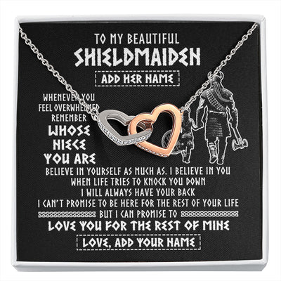 Interlocking Hearts Necklace Stainless Steel & Rose Gold Finish | 1 | Personalized To My Beautiful Shieldmaiden Viking Necklace Whenever You Feel Overwhelmed Niece Birthday Gifts Christmas Customized Gift Box Message Card | siriusteestore.myshopify