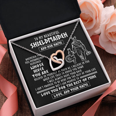 Interlocking Hearts Necklace Stainless Steel & Rose Gold Finish | 2 | Personalized To My Beautiful Shieldmaiden Viking Necklace Whenever You Feel Overwhelmed Niece Birthday Gifts Christmas Customized Gift Box Message Card | siriusteestore.myshopify