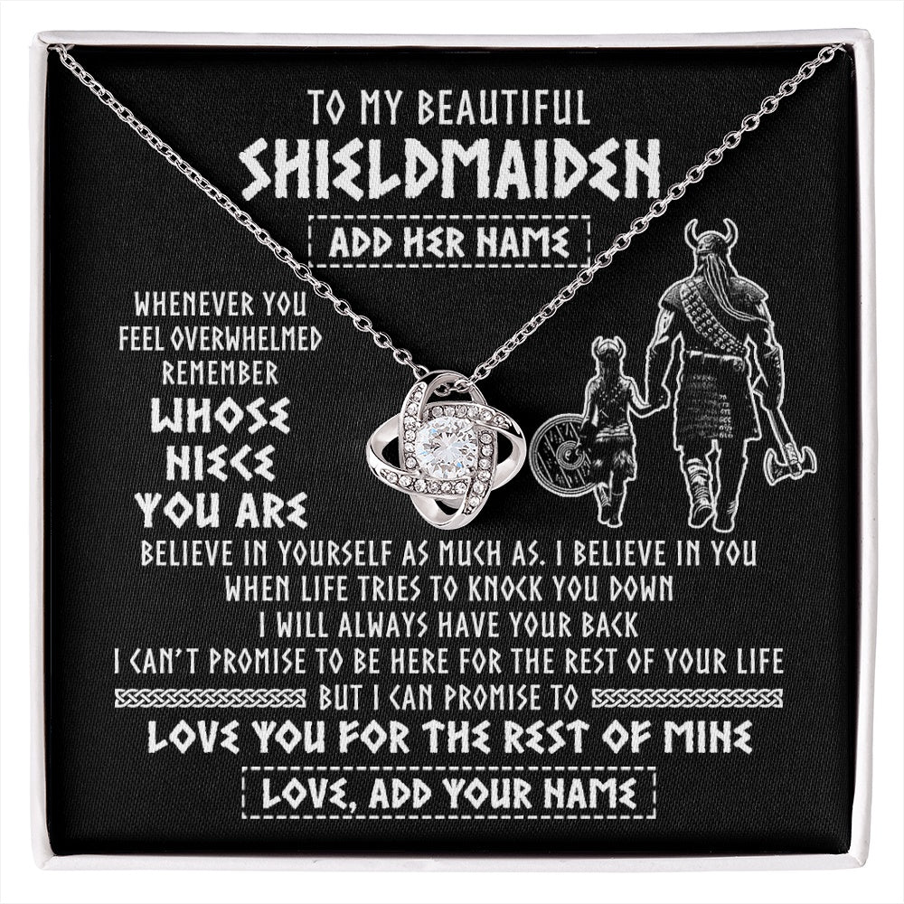 Love Knot Necklace 14K White Gold Finish | 1 | Personalized To My Beautiful Shieldmaiden Viking Necklace Whenever You Feel Overwhelmed Niece Birthday Gifts Christmas Customized Gift Box Message Card | siriusteestore.myshopify