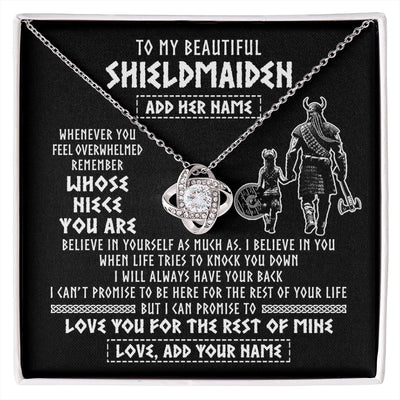 Love Knot Necklace 14K White Gold Finish | 1 | Personalized To My Beautiful Shieldmaiden Viking Necklace Whenever You Feel Overwhelmed Niece Birthday Gifts Christmas Customized Gift Box Message Card | siriusteestore.myshopify