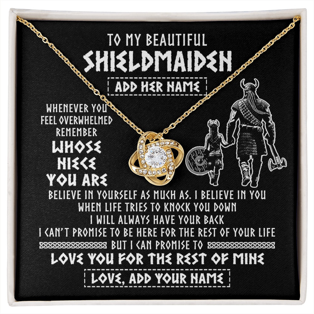 Love Knot Necklace 18K Yellow Gold Finish | 1 | Personalized To My Beautiful Shieldmaiden Viking Necklace Whenever You Feel Overwhelmed Niece Birthday Gifts Christmas Customized Gift Box Message Card | siriusteestore.myshopify