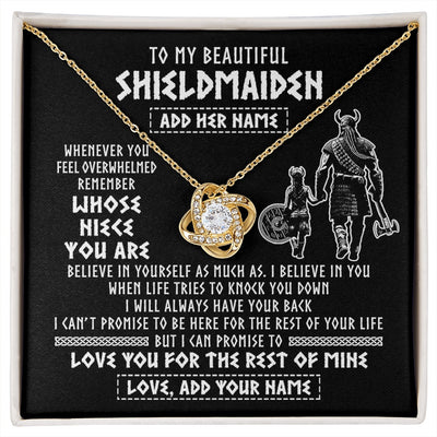 Love Knot Necklace 18K Yellow Gold Finish | 1 | Personalized To My Beautiful Shieldmaiden Viking Necklace Whenever You Feel Overwhelmed Niece Birthday Gifts Christmas Customized Gift Box Message Card | siriusteestore.myshopify