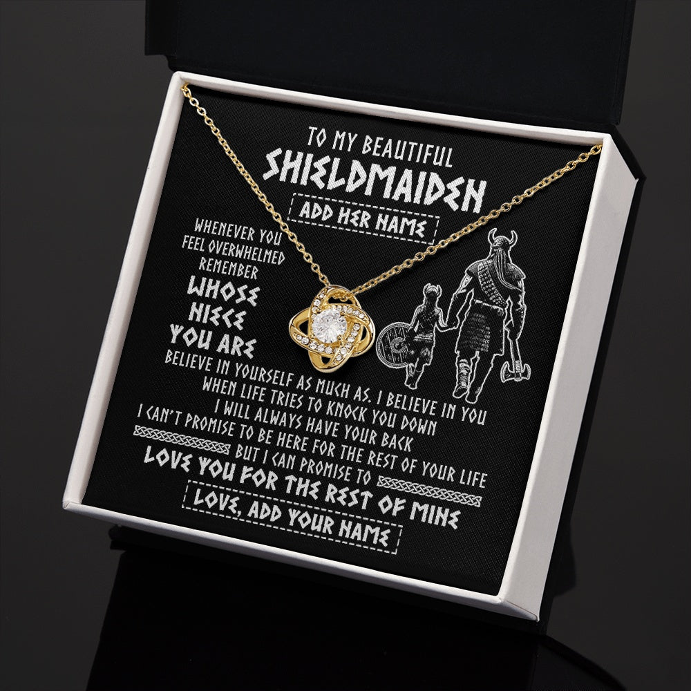 Love Knot Necklace 18K Yellow Gold Finish | 2 | Personalized To My Beautiful Shieldmaiden Viking Necklace Whenever You Feel Overwhelmed Niece Birthday Gifts Christmas Customized Gift Box Message Card | siriusteestore.myshopify