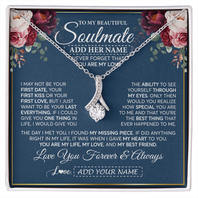 Alluring Beauty Necklace 14K White Gold Finish | 1 | Personalized To My Beautiful Soulmate Gift Necklace You Are My Love Gifts For Wife From Husband Wife Birthday Valentines Day Custom Gift Box Message Card | siriusteestore.myshopify