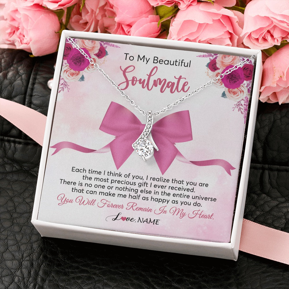 Alluring Beauty Necklace 14K White Gold Finish | 2 | Personalized To My Beautiful Soulmate Necklace From Husband Forever In My Heart Wife Birthday Anniversary Wedding Valentines Customized Gift Box Message Card | siriusteestore.myshopify