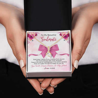 Alluring Beauty Necklace 18K Yellow Gold Finish | 2 | Personalized To My Beautiful Soulmate Necklace From Husband Forever In My Heart Wife Birthday Anniversary Wedding Valentines Customized Gift Box Message Card | siriusteestore.myshopify