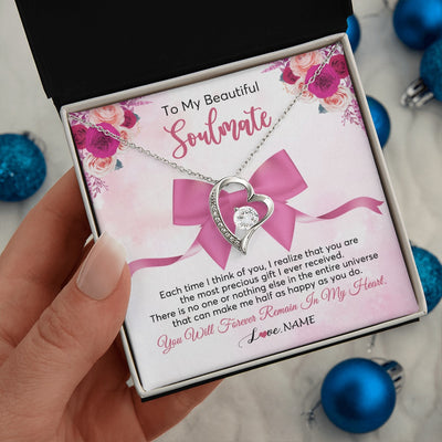Forever Love Necklace 14K White Gold Finish | 2 | Personalized To My Beautiful Soulmate Necklace From Husband Forever In My Heart Wife Birthday Anniversary Wedding Valentines Customized Gift Box Message Card | siriusteestore.myshopify