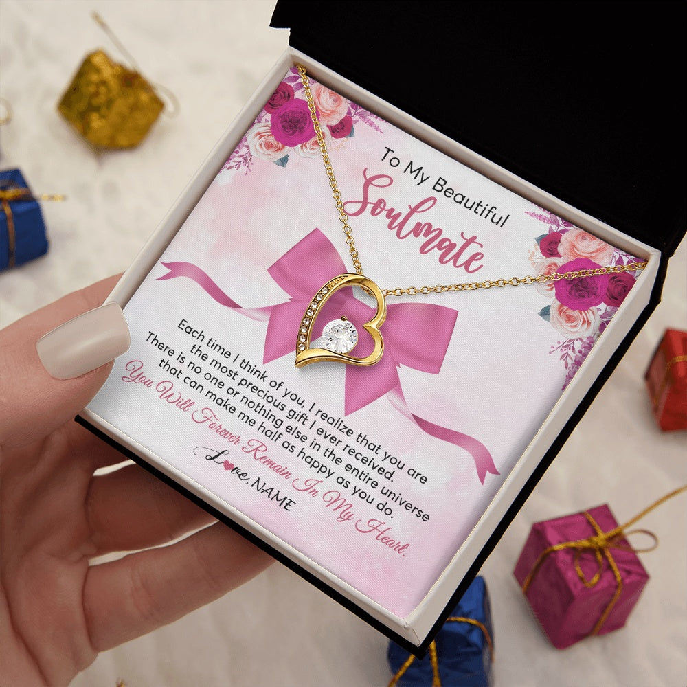 Forever Love Necklace 18K Yellow Gold Finish | 2 | Personalized To My Beautiful Soulmate Necklace From Husband Forever In My Heart Wife Birthday Anniversary Wedding Valentines Customized Gift Box Message Card | siriusteestore.myshopify