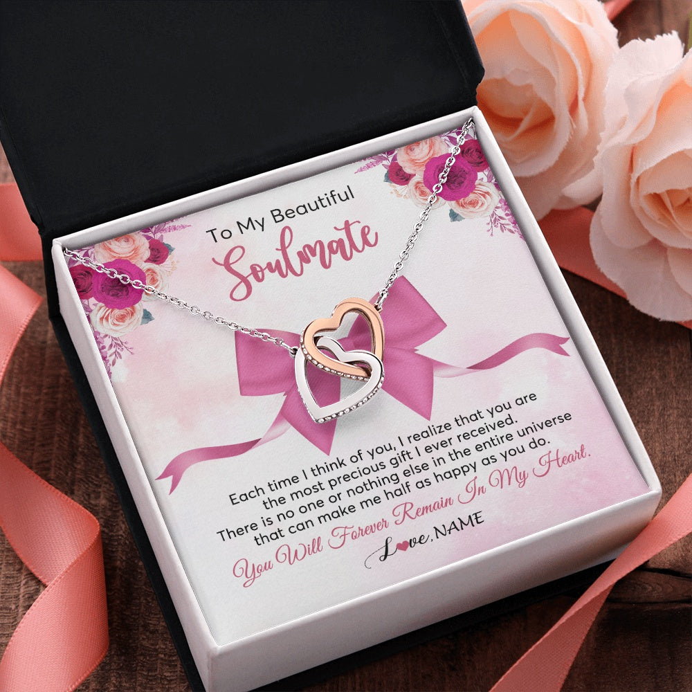 Interlocking Hearts Necklace Stainless Steel & Rose Gold Finish | 2 | Personalized To My Beautiful Soulmate Necklace From Husband Forever In My Heart Wife Birthday Anniversary Wedding Valentines Customized Gift Box Message Card | siriusteestore.myshopify