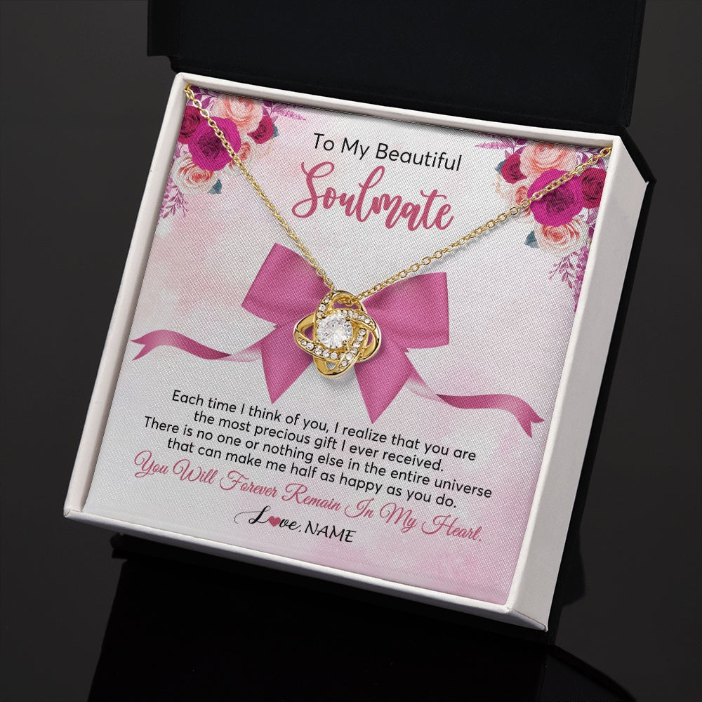 Love Knot Necklace 18K Yellow Gold Finish | 2 | Personalized To My Beautiful Soulmate Necklace From Husband Forever In My Heart Wife Birthday Anniversary Wedding Valentines Customized Gift Box Message Card | siriusteestore.myshopify