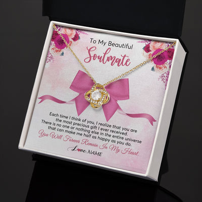 Love Knot Necklace 18K Yellow Gold Finish | 2 | Personalized To My Beautiful Soulmate Necklace From Husband Forever In My Heart Wife Birthday Anniversary Wedding Valentines Customized Gift Box Message Card | siriusteestore.myshopify