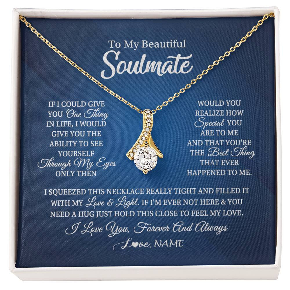 Alluring Beauty Necklace 18K Yellow Gold Finish | 1 | Personalized To My Beautiful Soulmate Necklace From Husband Hold This Close My Love Future Wife Birthday Valentine Christmas Customized Gift Box Message Card | siriusteestore