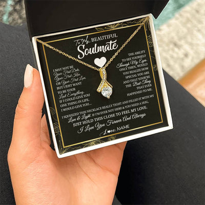 Alluring Beauty Necklace 18K Yellow Gold Finish | 2 | Personalized To My Beautiful Soulmate Necklace From Husband I May Not Be Your First Day Wife Valentines Day Birthday Christmas Customized Gift Box Message Card | siriusteestore