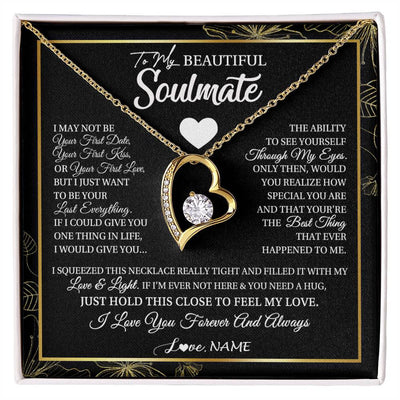 Forever Love Necklace 18K Yellow Gold Finish | 1 | Personalized To My Beautiful Soulmate Necklace From Husband I May Not Be Your First Day Wife Valentines Day Birthday Christmas Customized Gift Box Message Card | siriusteestore