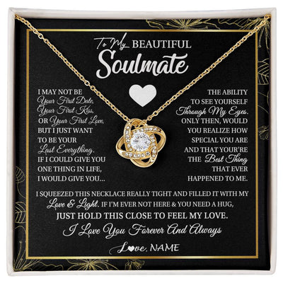 Love Knot Necklace 18K Yellow Gold Finish | 1 | Personalized To My Beautiful Soulmate Necklace From Husband I May Not Be Your First Day Wife Valentines Day Birthday Christmas Customized Gift Box Message Card | siriusteestore