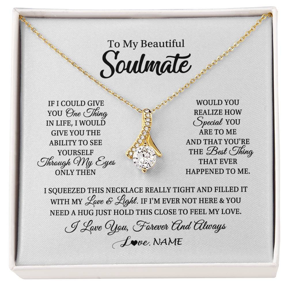 Alluring Beauty Necklace 18K Yellow Gold Finish | 1 | Personalized To My Beautiful Soulmate Necklace From Husband If I Could Give You Future Wife Birthday Anniversary Christmas Customized Gift Box Message Card | siriusteestore