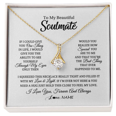 Alluring Beauty Necklace 18K Yellow Gold Finish | 1 | Personalized To My Beautiful Soulmate Necklace From Husband If I Could Give You Future Wife Birthday Anniversary Christmas Customized Gift Box Message Card | siriusteestore