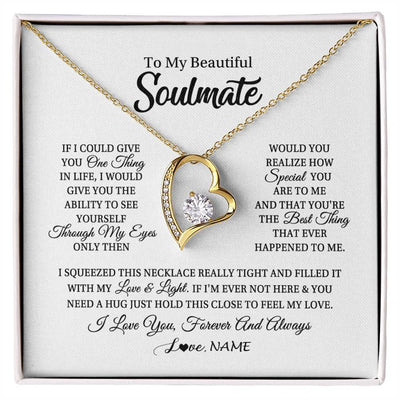 Forever Love Necklace 18K Yellow Gold Finish | 1 | Personalized To My Beautiful Soulmate Necklace From Husband If I Could Give You Future Wife Birthday Anniversary Christmas Customized Gift Box Message Card | siriusteestore