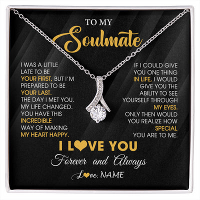 Alluring Beauty Necklace 14K White Gold Finish | 1 | Personalized To My Beautiful Soulmate Necklace From Husband Jewelry Forever Love Girlfriend Wife Birthday Gifts Anniversary Valentines Day Message Card | siriusteestore