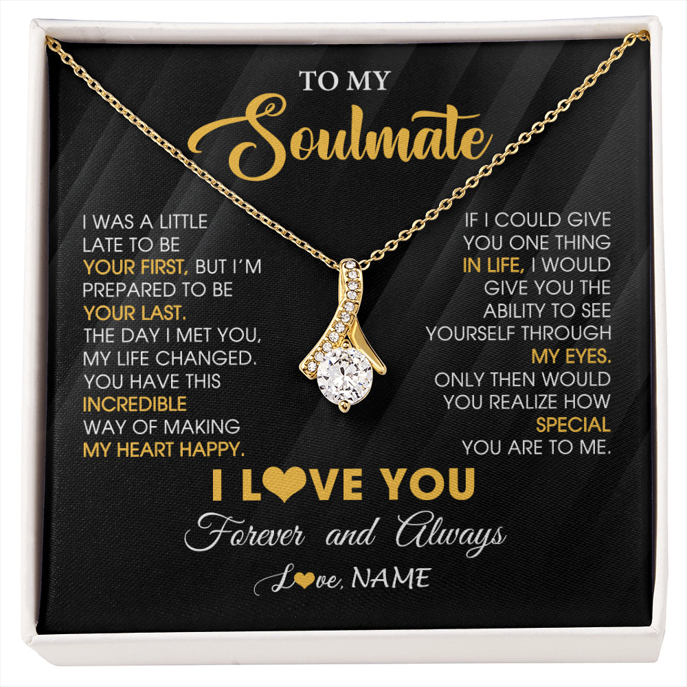 Alluring Beauty Necklace 18K Yellow Gold Finish | 1 | Personalized To My Beautiful Soulmate Necklace From Husband Jewelry Forever Love Girlfriend Wife Birthday Gifts Anniversary Valentines Day Message Card | siriusteestore