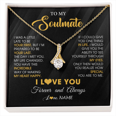 Alluring Beauty Necklace 18K Yellow Gold Finish | 1 | Personalized To My Beautiful Soulmate Necklace From Husband Jewelry Forever Love Girlfriend Wife Birthday Gifts Anniversary Valentines Day Message Card | siriusteestore