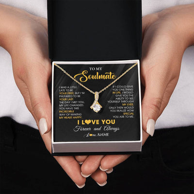 Alluring Beauty Necklace 18K Yellow Gold Finish | 2 | Personalized To My Beautiful Soulmate Necklace From Husband Jewelry Forever Love Girlfriend Wife Birthday Gifts Anniversary Valentines Day Message Card | siriusteestore