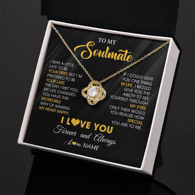 Love Knot Necklace 18K Yellow Gold Finish | 2 | Personalized To My Beautiful Soulmate Necklace From Husband Jewelry Forever Love Girlfriend Wife Birthday Gifts Anniversary Valentines Day Message Card | siriusteestore