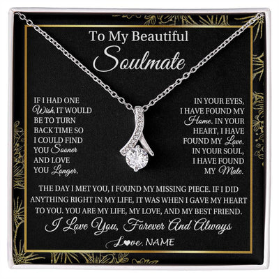 Alluring Beauty Necklace 14K White Gold Finish | Personalized To My Beautiful Soulmate Necklace From Husband Romantic Gifts Future Wife Birthday Anniversary Jewelry Christmas Customized Gift Box Message Card | siriusteestore