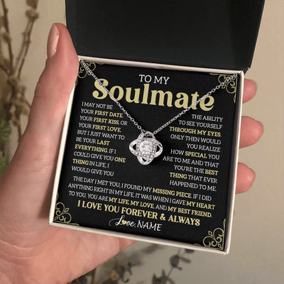 Love Knot Necklace 14K White Gold Finish | 2 | Personalized To My Beautiful Soulmate Necklace From Husband The Day I Met You Birthday Gifts For Wife Girlfriend Anniversary Valentines Day Message Card | siriusteestore