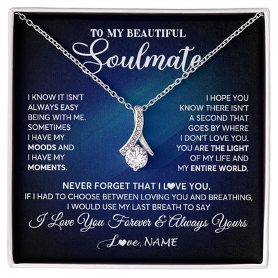 Alluring Beauty Necklace | Personalized To My Beautiful Soulmate Necklace From Husband You Are The Light Of My Life Wife Birthday Anniversary Christmas Customized Gift Box Message Card | siriusteestore