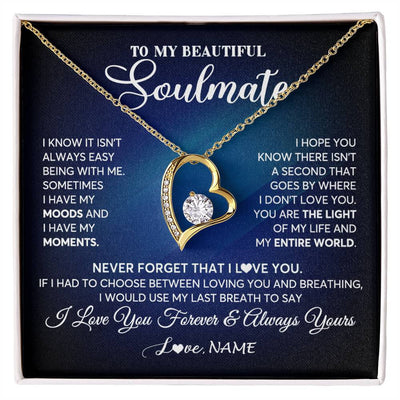 Forever Love Necklace 18K Yellow Gold Finish | 1 | Personalized To My Beautiful Soulmate Necklace From Husband You Are The Light Of My Life Wife Birthday Anniversary Christmas Customized Gift Box Message Card | siriusteestore