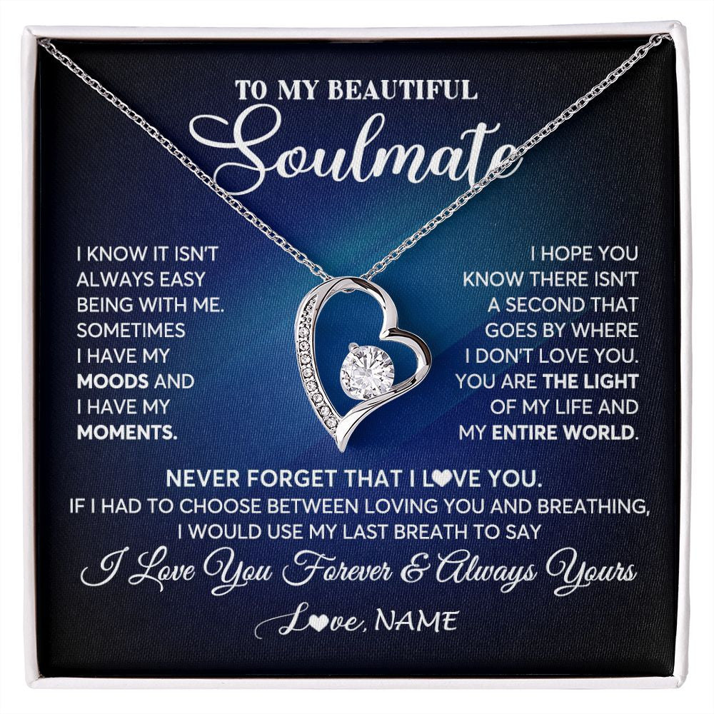 Forever Love Necklace | Personalized To My Beautiful Soulmate Necklace From Husband You Are The Light Of My Life Wife Birthday Anniversary Christmas Customized Gift Box Message Card | siriusteestore