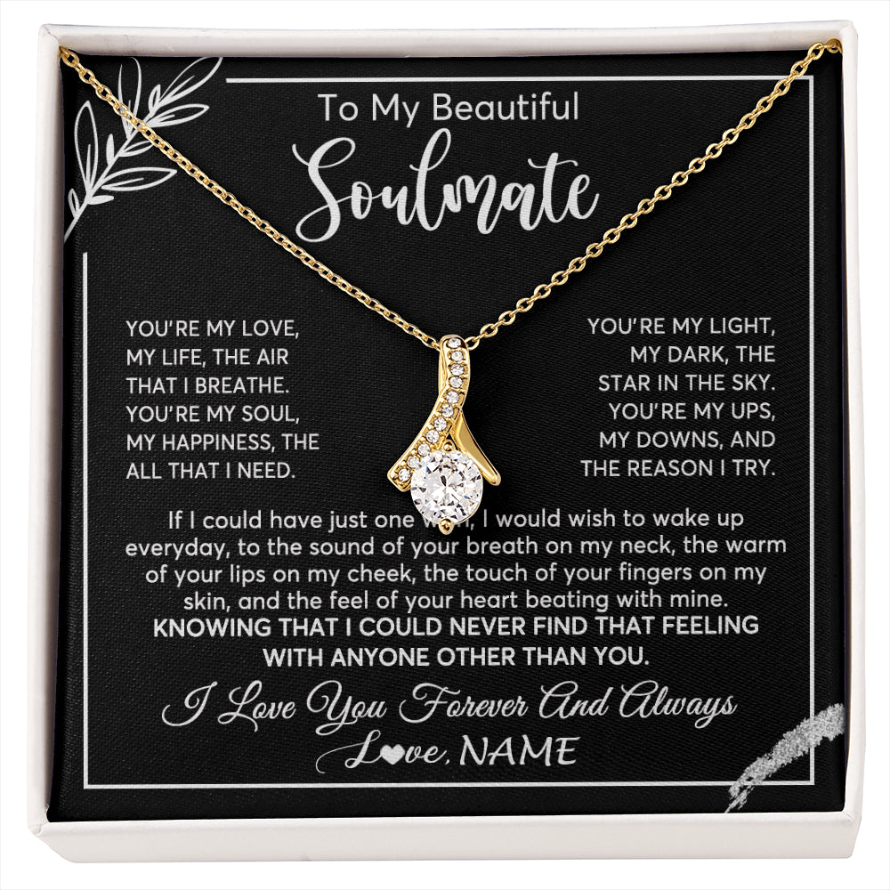 Alluring Beauty Necklace 18K Yellow Gold Finish | 1 | Personalized To My Beautiful Soulmate Necklace From Husband You're My Love Wife Birthday Anniversary Valentines Day Jewelry Customized Gift Box Message Card | siriusteestore