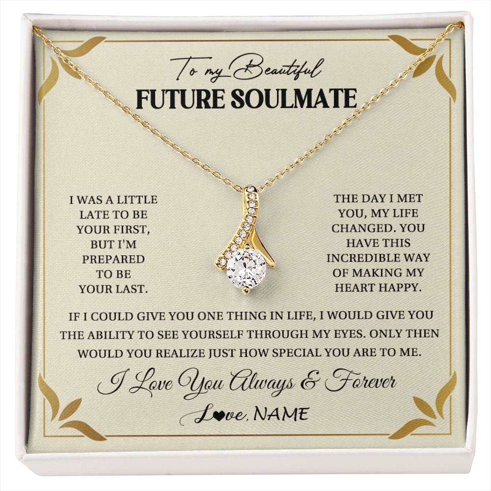 Alluring Beauty Necklace 18K Yellow Gold Finish | 1 | Personalized To My Beautiful Soulmate Necklace Gift From Husband Promise Necklace For Soulmate Birthday Jewelry Christmas Customized Gift Box Message Card | siriusteestore