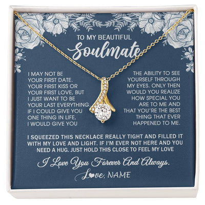 Alluring Beauty Necklace 18K Yellow Gold Finish | 1 | Personalized To My Beautiful Soulmate Necklace Love Forever For Wife Birthday Anniversary Wedding Valentines Day Christmas Customized Gift Box Message Card | siriusteestore