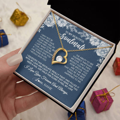 Forever Love Necklace 18K Yellow Gold Finish | 2 | Personalized To My Beautiful Soulmate Necklace Love Forever For Wife Birthday Anniversary Wedding Valentines Day Christmas Customized Gift Box Message Card | siriusteestore