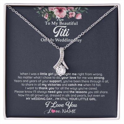 Alluring Beauty Necklace 14K White Gold Finish | 1 | Personalized To My Beautiful Titi On My Wedding Day Necklace From Niece Little Girl Titi Of Bride Wedding Day Jewelry Customized Gift Box Message Card | siriusteestore