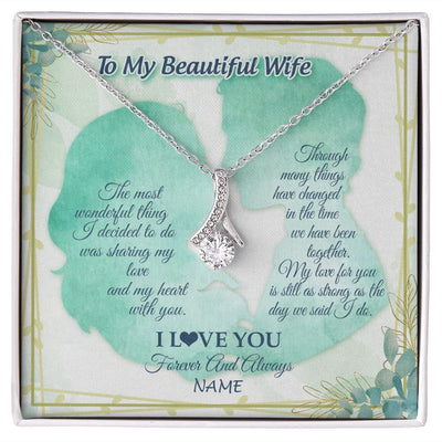 Alluring Beauty Necklace | Personalized To My Beautiful Wife From Husband My Heart With You Wife Valentines Wedding Day Birthday Christmas Jewelry Customized Gift Box Message Card | siriusteestore
