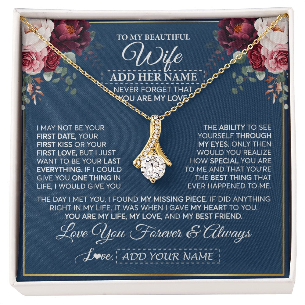 Alluring Beauty Necklace 18K Yellow Gold Finish | 1 | Personalized To My Beautiful Wife Gift Necklace You Are My Love Gifts For Wife From Husband For Her Birthday Valentines Day Custom Gift Box Message Card | siriusteestore.myshopify